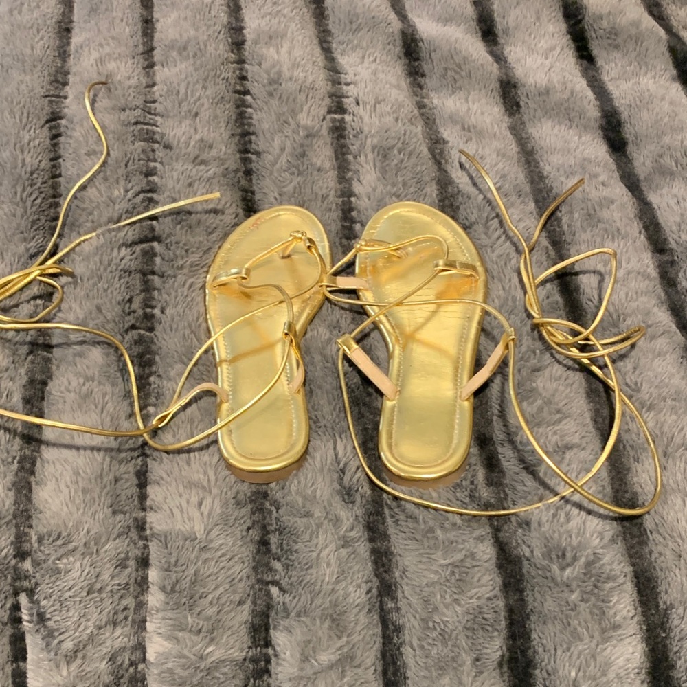 #620 Gold Strappy Sandals size 39